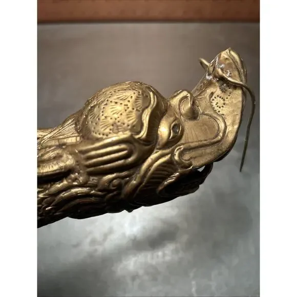 Vintage Tibetan Buddhist Ritual Ceremonial Copper & Brass Dragon Head Horn 19”